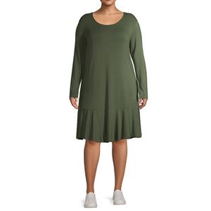 Terra and Sky🦋Plus Size Knit Peplum Dress|Olive